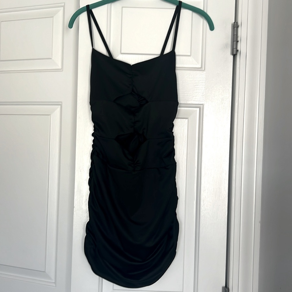 Black cut out mini dress